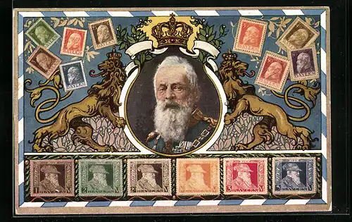 AK Prinzregent Luitpold, Bayerische Briefmarken