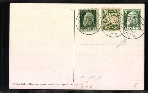 AK Prinzregent Luitpold, Bayerische Briefmarken