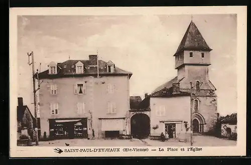 AK Saint-Paul-D`Eyjeaux, La Place et l`Eglise