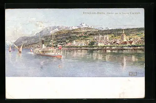 AK Evian-les-Bains, Blick auf die Berge