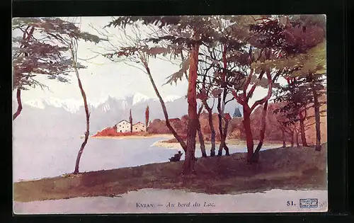 Künstler-AK Evian-les-Baines, au bord du Lac