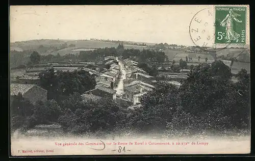 AK Les Cammazes, Vue générale sur la Route de Reval à Carcassonne