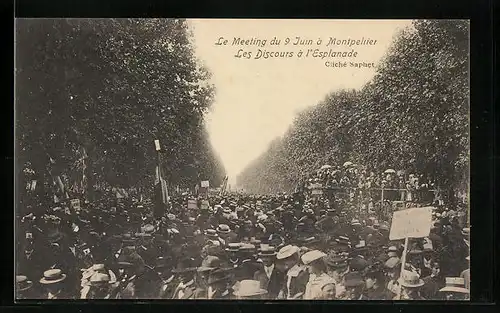 AK Montpellier, Le Meeting du 9 Juin, Les Disocurs à l`Esplanade