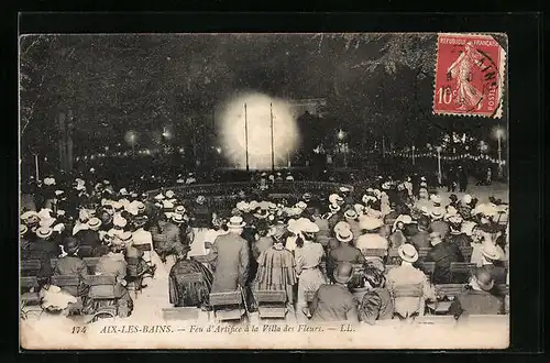 AK Aix-Les-Bains, Feu d`Artifice à la Villa des Fleurs