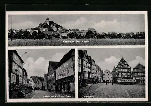 AK Kirchhain b. Kassel, Ortsansicht mit Strasse und Marktplatz