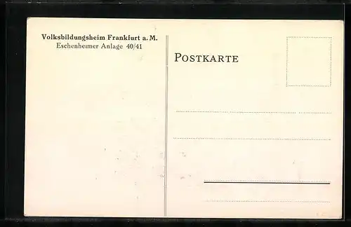 AK Frankfurt a. M., Volksbildungsheim in der Escheinheimer Anlage 40 /41