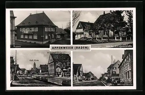 AK Appenweier i. Baden, Hauptstrasse, Postamt, Aus der Schlageterstrasse