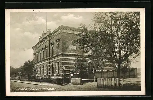 AK Verden, Kaiserl. Postamt mit Strasse und Hofeinfahrt