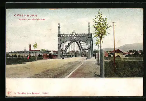 AK Offenburg, Vorstadt mit Kinzigbrücke