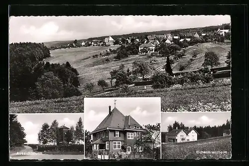 AK Neusatz im Schwarzwald, Eichenkreuzheim, Schule, Aussichtsturm