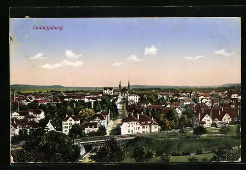 AK Ludwigsburg, Teilansicht aus der Vogelschau