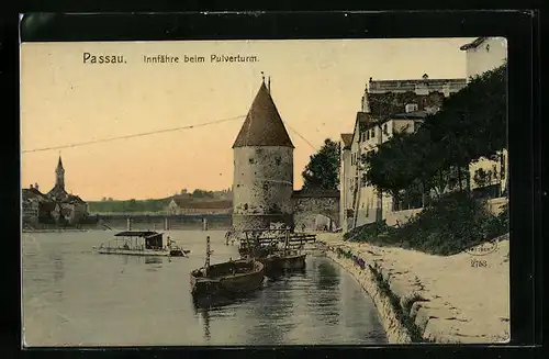 AK Passau, Innfähre beim Pulverturm