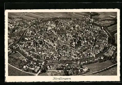 AK Nördlingen, Gesamtansicht vom Flugzeug aus
