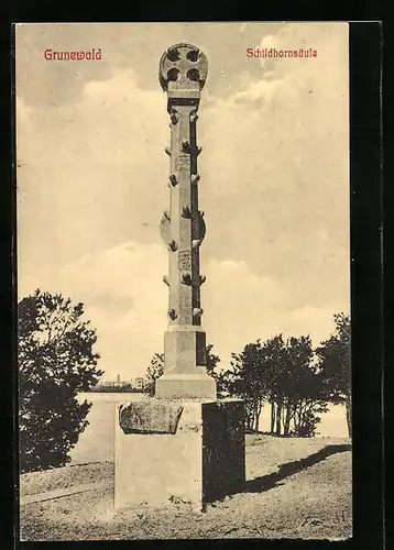 AK Berlin, Schildhornsäule im Grunewald