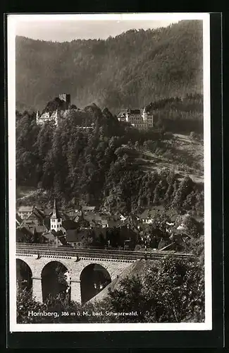 AK Hornberg /Schwarzwald, Ortspartie mit Kirche und Brücke