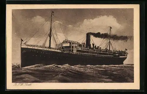 AK Passagier- und Postschiff R. P. D. Yorck auf hoher See