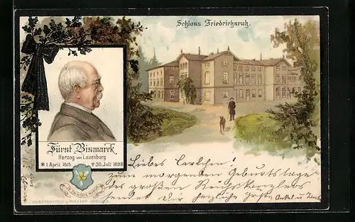 AK Friedrichsruh, Schloss Friedrichsruh, Fürst Bismarck Herzog von Lauenburg 1815-1898