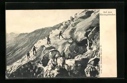 AK Bergsteiger auf dem Rhonegletscher