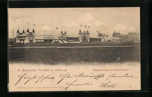 AK Hamburg, IX. Deutsches Trunfest, Zelt-Restaurant der Hansa-Brauerei