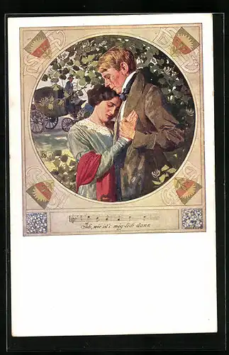 Künstler-AK Karl Friedrich Gsur: Deutscher Schulverein Nr. 555: Ach, wie ists möglich dann - Liebespaar