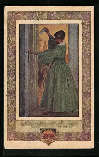 Künstler-AK Karl Friedrich Gsur: Deutscher Schulverein Nr. 1067: Morgen muss ich fort... - Abschiedsszene