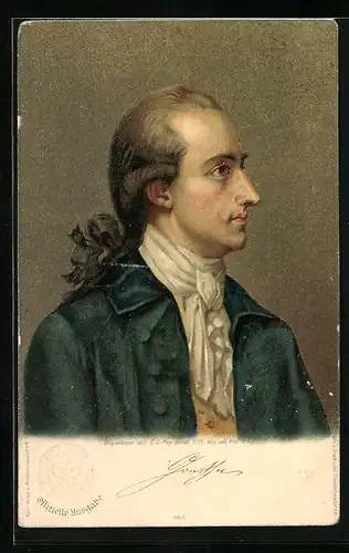 Lithographie Portrait eines Dichters von der Seite