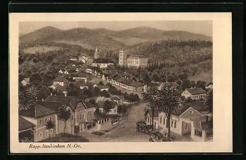 Künstler-AK Rappoltenkirchen, Ortspartie aus der Vogelschau