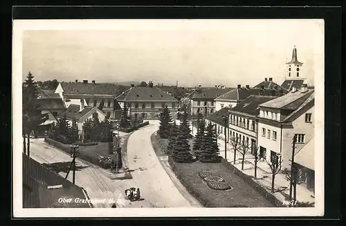 AK Ober-Grafendorf, Ortspartie mit Grünanlagen aus der Vogelschau