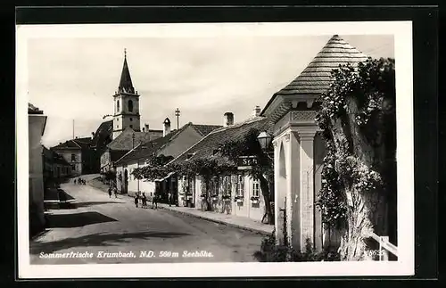 AK Krumbach, Strassenpartie mit Passanten