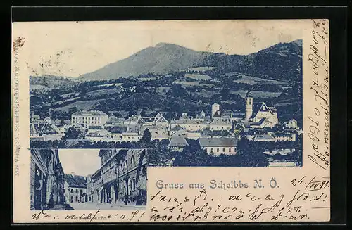 AK Scheibbs, Strassenpartie mit Gasthaus, Teilansicht