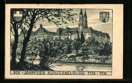 Künstler-AK Klosterneuburg, Kloster - Festpostkarte zur 800-Jahrfeier 1936