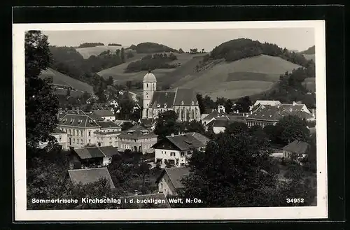 AK Kirchschlag, Ortsansicht mit Umgebung aus der Vogelschau