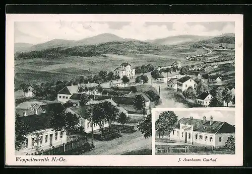 AK Wappoltenreith, Teilansicht mit Fernblick, Gasthof J. Asenbaum