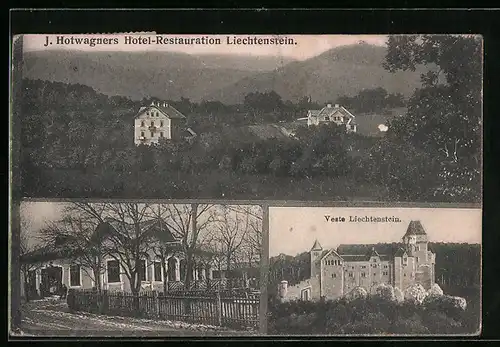 AK Liechtenstein, J. Hotwagners Hotel-Restaurant, Veste Liechtenstein, Gebäudeansicht