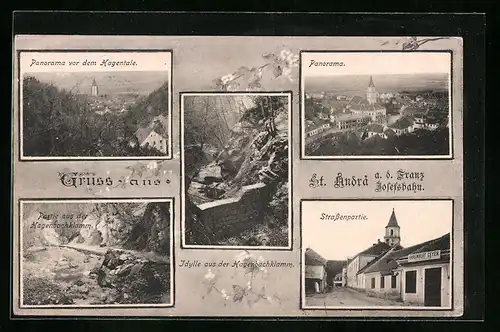 AK St. Andrä a. d. Franz Josefsbahn, Fleischhauer Ehrenbert Geyer, Idylle aus der Hagenbachklamm