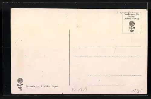 AK Nals, Ortsansicht aus weiter Ferne, Bergsteiger mit Kiepe