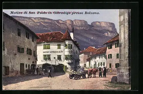 AK San Paolo in Oltradige, Strassenpartie mit Gasthof Schwarzer Adler