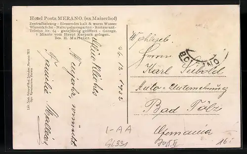 AK Merano, Hotel Posta, ex Maiserhof