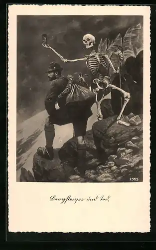 Künstler-AK Bergsteiger und Der Tod