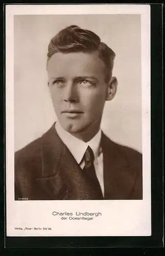 AK Portrait des Oceanfliegers Charles Lindbergh