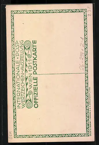 Künstler-AK H. Kalmsteiner: Wien, Internationale Postwertzeichen-Ausstellung 1911, Besondere Briefmarken