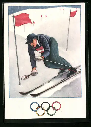 Künstler-AK Skifahrer bei Olympia