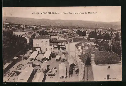 AK Villié-Morgon, Vue Générale (Jour de Marché)