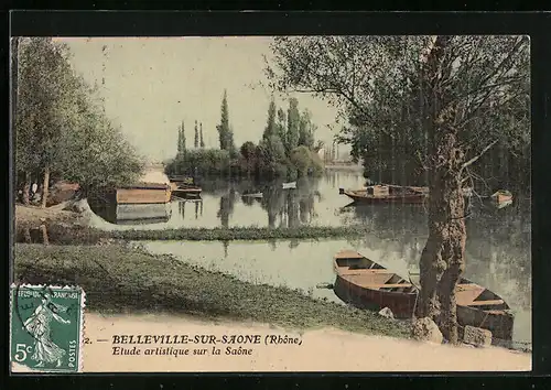 AK Belleville-sur-Saone, Etude artistique sur la Saone