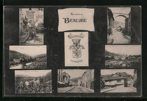 AK Beaujeu, Vue générale, Place Clémentine, Maison Ancienne, Pont Paradis