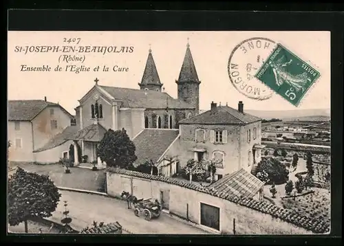 AK Saint-Joseph-en-Beaujolais, Ensemble de l`Eglise et la Cure
