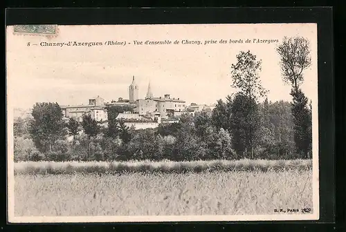 AK Chazay-d`Azergues, Vue d`ensemble de Chazay, prise des bords de l`Azergues