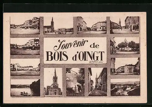 AK Le Bois-d`Oingt, Vue générale, L`Eglise, Les Rues La Place