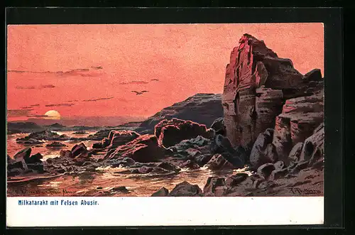 Künstler-AK Friedrich Perlberg: Nilkatarakt mit Feseln Abusir
