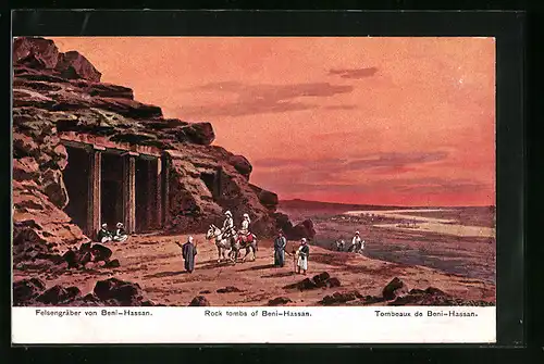 Künstler-AK Friedrich Perlberg: Felsengräber von Beni-Hassan